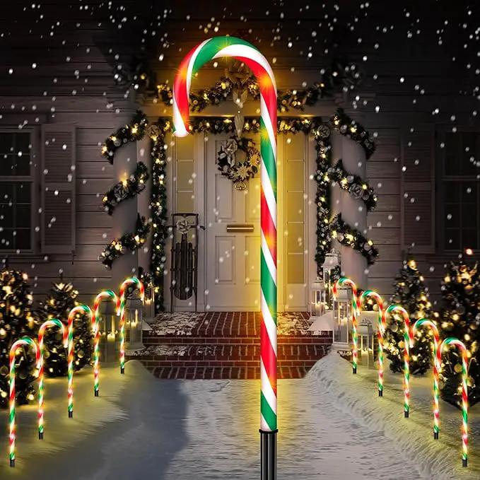 WeGuard 10PK Christmas Candy Cane Pathway Lights Outdoor Decorations 21" 8 Lighting Modes Flashing Waterproof Outdoor Lighted Christmas Decor for Garden Yard (Red&Green) by GreenHaven Gardens