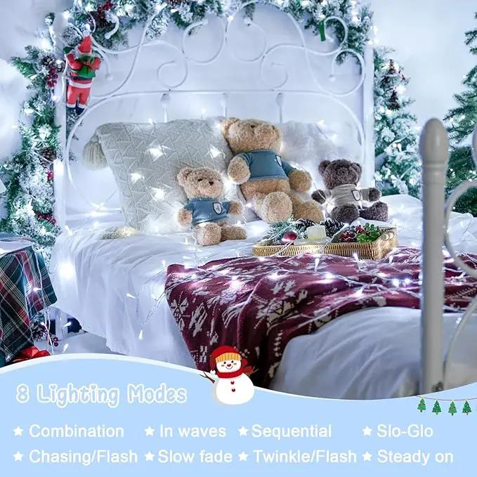 JMEXSUSS 132ft 400 LED Cool White Twinkle Lights for Christmas Tree, 8 Modes with Remote, Plug in for Bedroom Wedding Decoration by GreenHaven Gardens