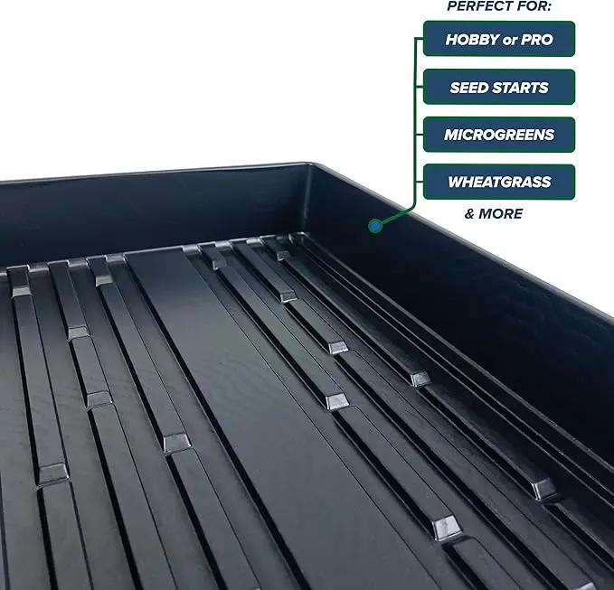 10 Plant Growing Trays (No Drain Holes) - 20" x 10" - Perfect Garden Seed Starter Grow Trays: for Seedlings, Indoor Gardening, Growing Microgreens, Wheatgrass & More - Soil or Hydroponic by GreenHaven Gardens
