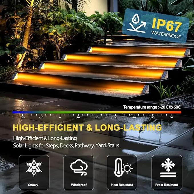 Solar Step Lights for Outside, Waterproof IP67, Outdoor 12 Pack, Solar LED Step Lights for Stair, Deck, Patio, Garden by GreenHaven Gardens