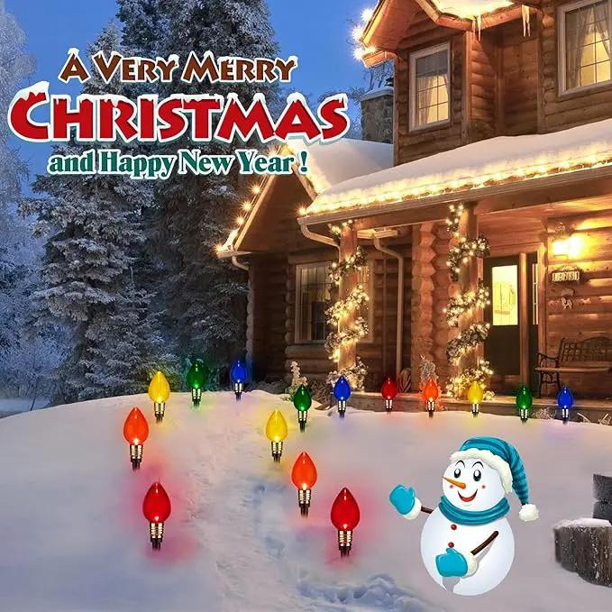 C9 Christmas Pathway Lights Outdoor-17.4 Ft 10 Lights C9 Walkway Lights Waterproof for Ground Sidewalk Driveway Yard Outdoor Christmas Decorations by GreenHaven Gardens