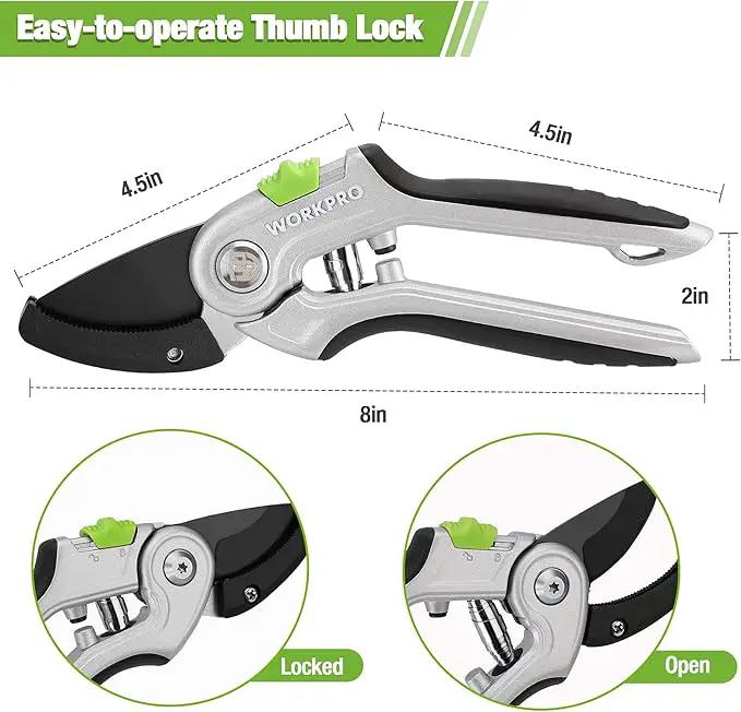 WORKPRO Garden Anvil Pruning Shears, 8" Pruning Scissors Heavy Duty with Ergonomically Design Handle, Labor-Saving Garden Clippers Hand Tools for Thick Dry branches and Dead Plants by GreenHaven Gardens