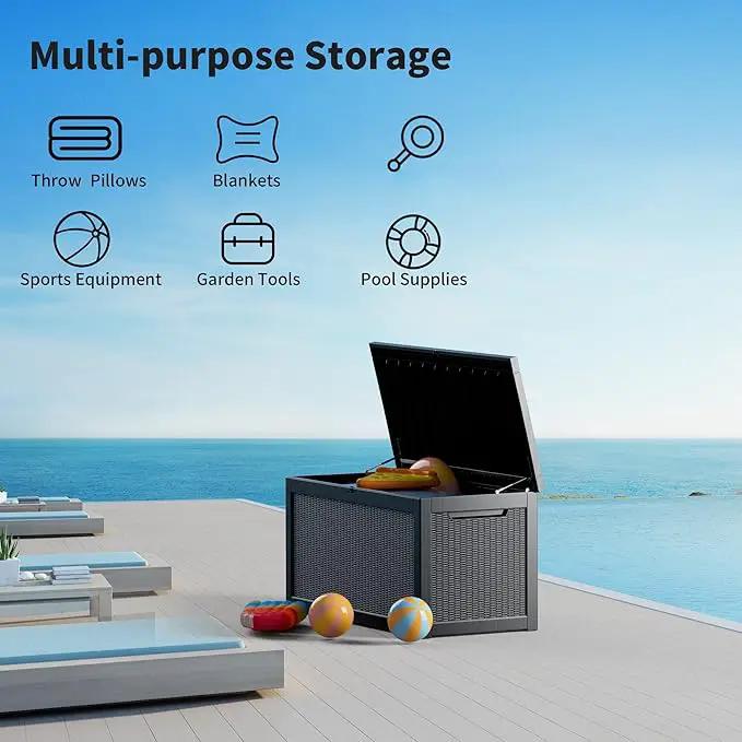 320 Gallon Outdoor Storage Box Waterproof Lockable Resin Deck Box Large, Patio Storage Bin for Pool Accessories Cushion Furniture, Garden Tools, UV-Resistant Outside Delivery Black by GreenHaven Gardens