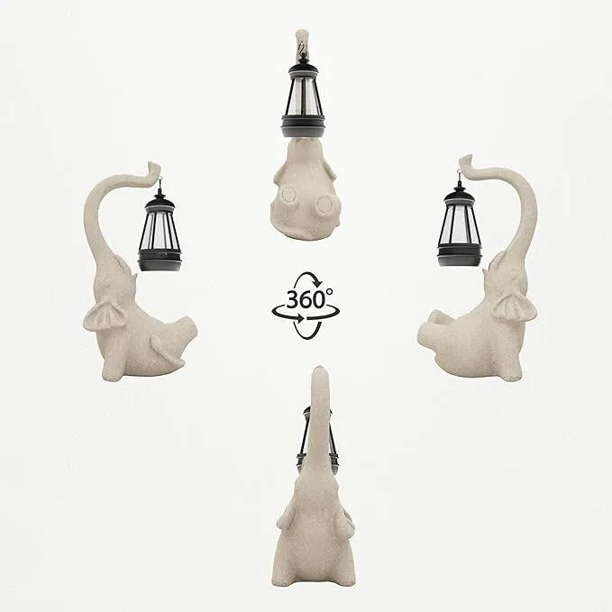 Solar Powered Outdoor Figurine Lights, 10 Inch Waterproof Animal Elephant Statue Light, Suitable for Decorations for Patio, Balcony, Lawn, Courtyard, Etc. (Face Upward) by GreenHaven Gardens