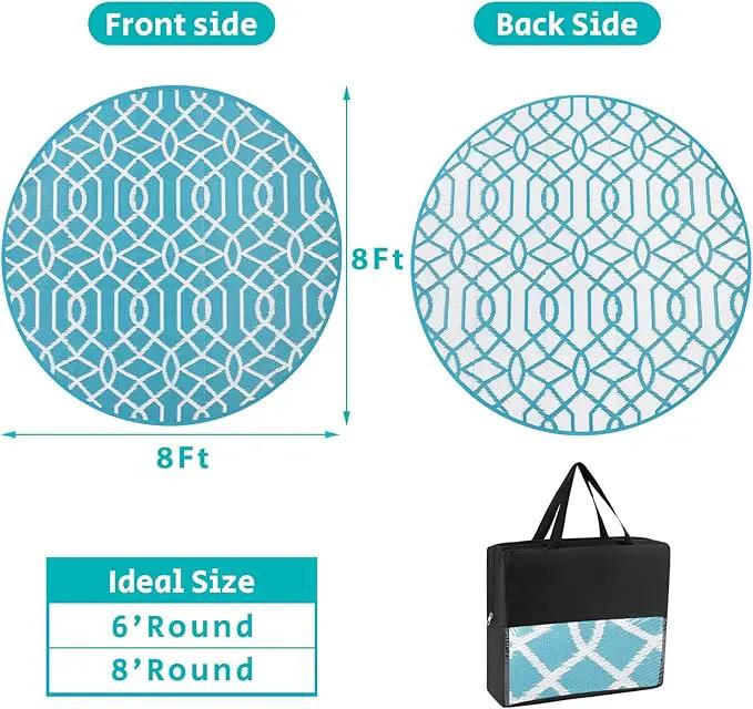 HEBE Outdoor Rug 8ft for Patios Waterproof Clearance Reversible Patio Mat Plastic Straw Rug RV Camping Mat Outside Area Rug Carpet for Camping RV,Porch,Deck,Balcony,Camper,Backyard by GreenHaven Gardens
