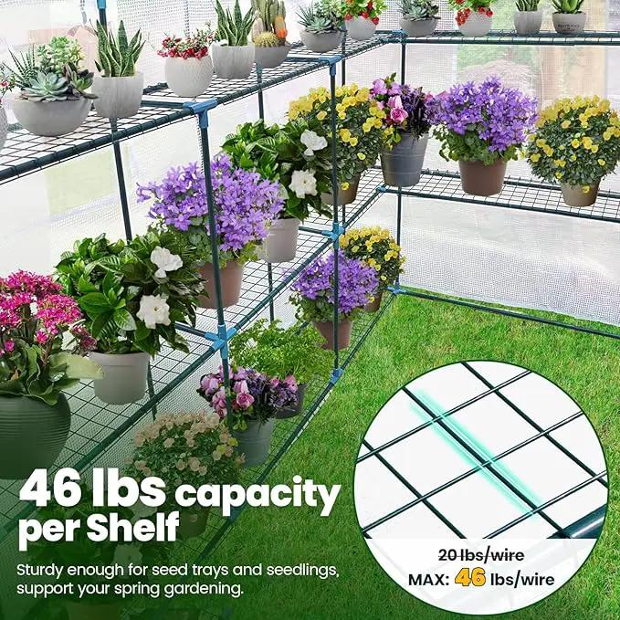 KING BIRD Premium Greenhouse for Outdoors, 84 x 56 x 77 Upgraded PE Cover & Steel Frame Walk in Hot House, w/ Zippered Screen Windows Mesh Door, 3 Tiers 20 Shelves for Outside Garden, White by GreenHaven Gardens