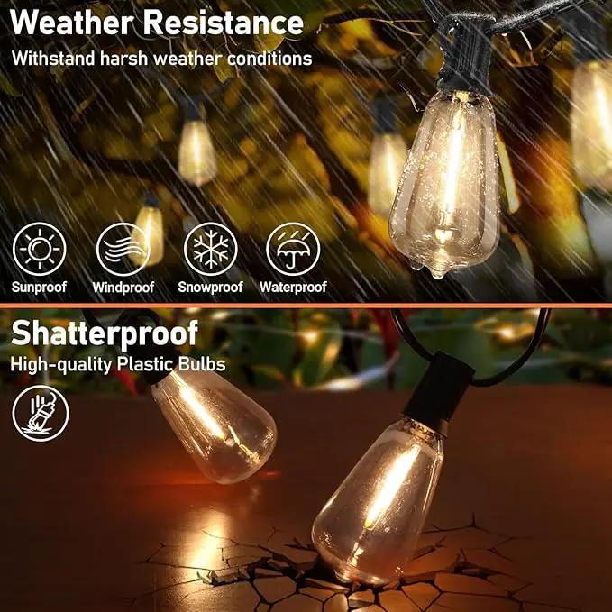 Bosceos 50 FT Solar String Lights for Outside, Solar Powered Outdoor String Lights, Dimmable Patio Lights with Remote Timer, 3 Lighting Modes Hanging Lights Waterproof for Christmas Wedding Tents by GreenHaven Gardens
