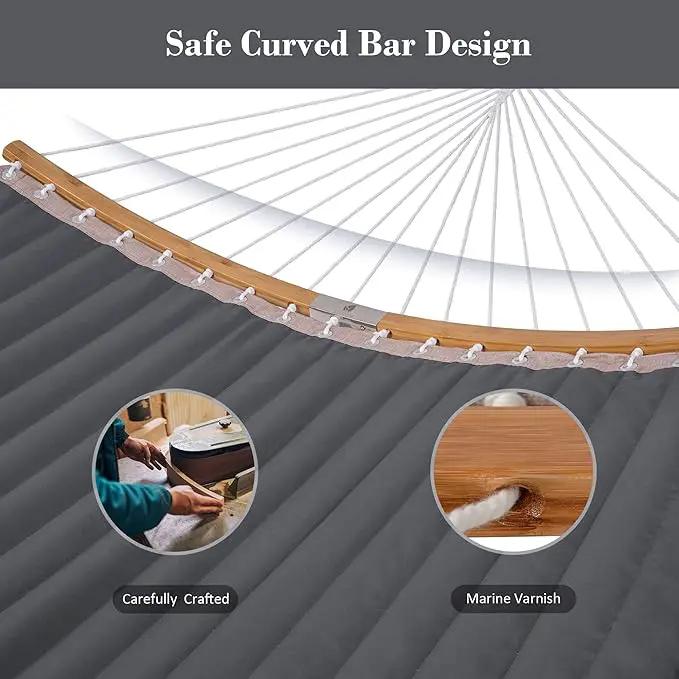 SUNCREAT Double Portable Hammock with Stand, 2 Person Hammock with Curved Spreader Bar, Balance Ropes Included, Dark Gray by GreenHaven Gardens