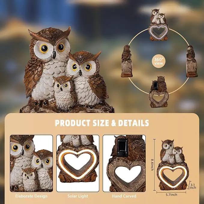 Solar Garden Decor Statues 8.6" Resin Solar Owl Waterproof Garden Owl Decor for Outside Yard Patio Porch Decoration Gift for Mom Grandma by GreenHaven Gardens