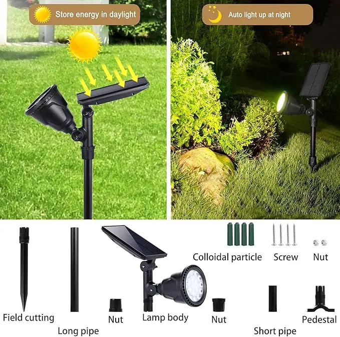 Solar Outdoor Spotlights - 18 LED, 600 Lumens, Waterproof, 7 Colors Adjustable for Year Round Patio, Garden, and Landscape Festive Lighting (1 Pack) by GreenHaven Gardens
