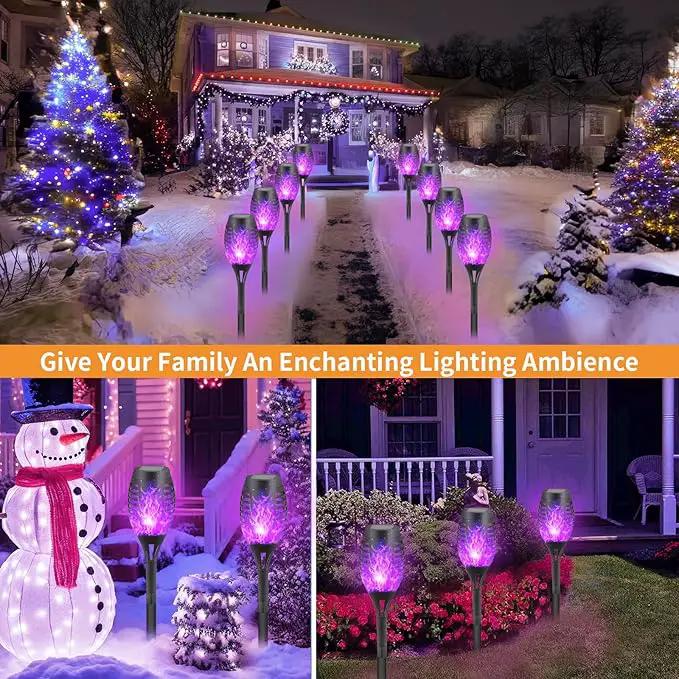 12-Pack Solar Flickering Flame Torches – Waterproof Solar Garden Lights, Outdoor Solar Lights for Yards, and Flame Torches for Patio and Pathway Decorations by GreenHaven Gardens