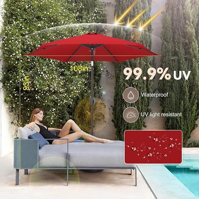 9ft Outdoor Patio Umbrella - Table Umbrella Waterprool UV Protection, Sombrillas de Patio with Push Button Tilt&Crank, Sun Umbrella for Pool, Porch, Garden, Deck, Backyard(Red) by GreenHaven Gardens
