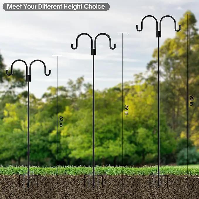 Shepherd Hooks for Outdoor, 2 Pack 95 Inch Bird Feeder Pole with 5 Prongs Base for Hanging Lantern, Hummingbird Feeder, Lightweight Plant, Shepherds Hook for Bird Feeders for Outside by GreenHaven Gardens