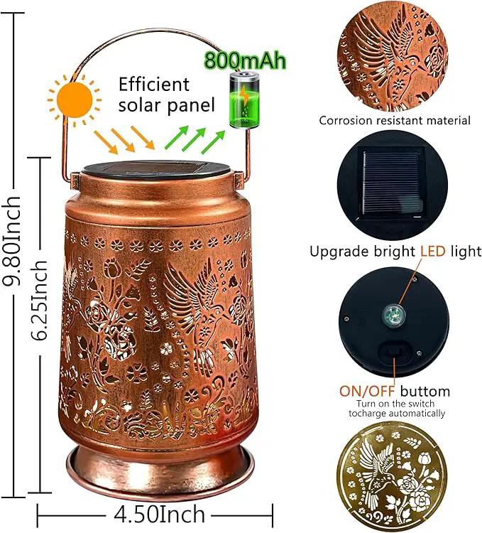 KY&BOSAM Solar Hummingbird Lanterns Outdoor Waterproof,LED 300 Lumens Metal Hanging Outside Lantern Lights Decorative for Yard Backyard Porch Garden Decorations Birthday Gifts for Women Mom Grandma by GreenHaven Gardens