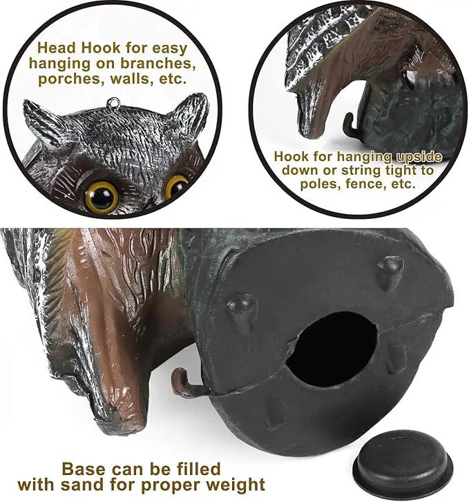 Galashield Owl Decoy | Plastic Owls to Scare Birds Away | Owl Statue for Garden & Outdoors 16.5" Tall [Pack of 2] by GreenHaven Gardens