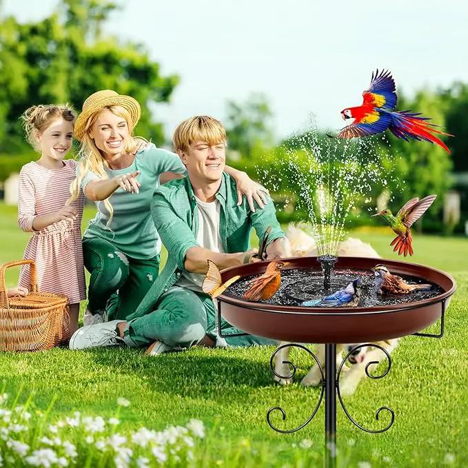Daoeny Heavy Duty Bird Baths for Outdoors, 35In Outdoor Freestanding Birdbaths & Birdfeeder, Bird Bath Feeder Bowl with Metal Stake Garden Patio Yard Lawn Decor, Upgraded 5-Pronged Base (Brown) by GreenHaven Gardens