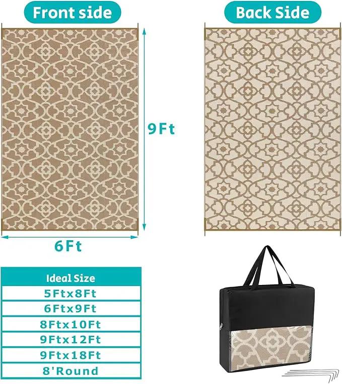 HEBE Outdoor Rug Waterproof 6x9, Plastic Straw Rug Camping Rug, Reversible Outdoor Patio Rugs RV Mat Clearance, Indoor Outside Floor Carpet for Porch,Deck,Camper,Balcony,Backyard by GreenHaven Gardens