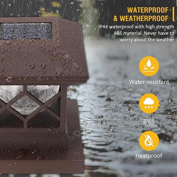 TWINSLUXES Fence Post Cap Light, LED Solar Lights for Deck Posts, Solar Post Caps Light Outdoor for 3.5x3.5/4x4/5x5 Posts, Wood or Vinyl Fence Deck Post, Warm Light (Brown) (8 Pack) by GreenHaven Gardens