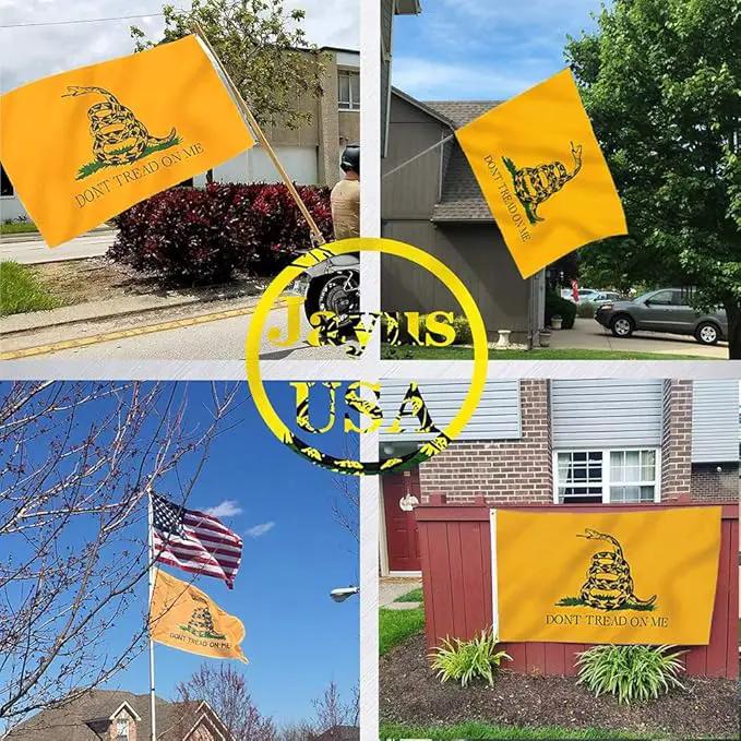 Jayus 340D Embroidered Gadsden Snake Flag 3x5 Outdoor- 2Ply Double Sided Nylon Dont Tread On Me Garden Flags Banners- Libertarian Garden Flag with Vivid Powerful Snake by GreenHaven Gardens