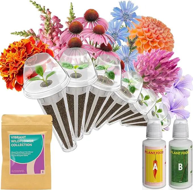 inbloom Flower Seed Pod Kit for AeroGarden, iDoo, Ahopegarden, GARDENCUBE, MUFGA Hydroponics, 7 Pods (350+ Seeds with Coneflower, Petunia, Snapdragon, French Marigold, Dahlia) by GreenHaven Gardens