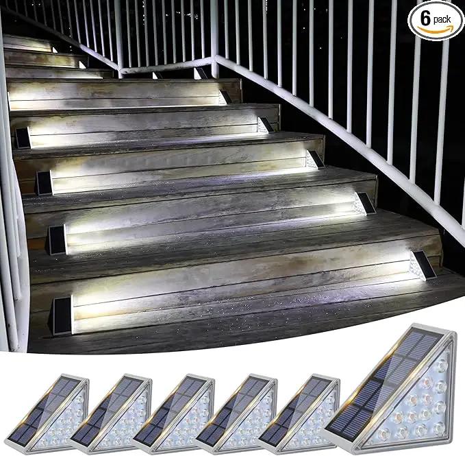 VOLISUN Solar Stair Lights 6 Pack, Solar Step Lights Waterproof IP67, Outdoor Step Light with 13 LEDs, Outdoor Lighting Decor for Yard Stair, Patio, Front Step, Front Porch and Deck(Cool White) by GreenHaven Gardens
