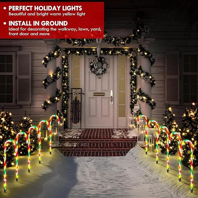 WeGuard 10PK Christmas Candy Cane Pathway Lights Outdoor Decorations 21" 8 Lighting Modes Flashing Waterproof Outdoor Lighted Christmas Decor for Garden Yard (Red&Green) by GreenHaven Gardens