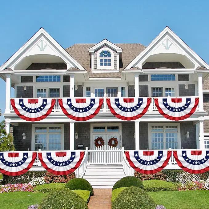 3x6 Ft 2 Pack American Pleated Fan Flag, Patriotic Half Fan Banner American Flag Decoration Bunting for Outside Red White and Blue Decor Independence Day Memorial Day 4th of july Decorations by GreenHaven Gardens
