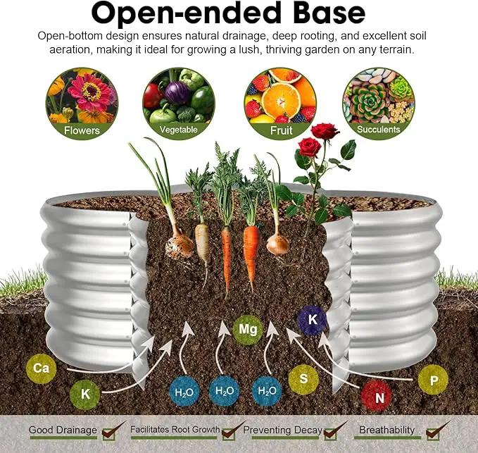 4x4ft Petal Galvanized Raised Garden Bed Kits 16" Tall Outdoor Large Metal Modular Planter Box 9-in-1 Raised Beds for Gardening,Vegetables,Fruits,Flowers & Herbs (Silver) by GreenHaven Gardens