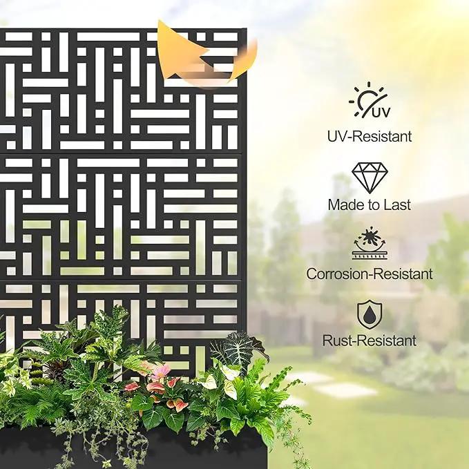 Raised Garden Bed with Trellis and Wheels,73"x47"x16" Metal Raised Garden Bed,Black Modern Metal Planter with Climbing Trellis for Vines & Vegetables by GreenHaven Gardens