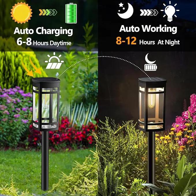 12 Pack Solar Lights Outdoor Waterproof for Garden Pathway Walkway Driveway Yard Lawn Decorative Landscape Lighting. (Cool White Light, 12) by GreenHaven Gardens