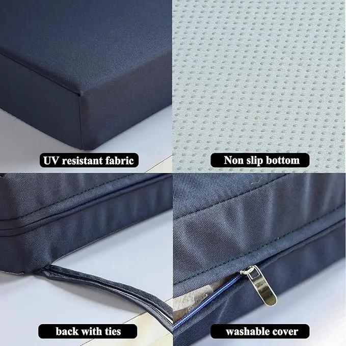 Patio Chair Cushions Non Slip Bottom Chair Pad with TiesSet of 2 Waterproof Square Outdoor Seat Cushion Replacement for Garden Swing Furniture 18x18 Inch, Navy Blue by GreenHaven Gardens