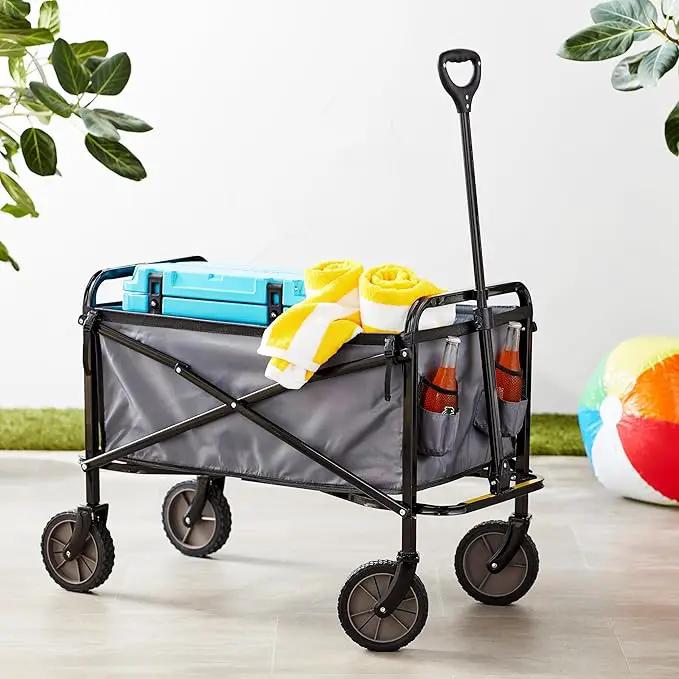 Amazon Basics Collapsible Folding Heavy Duty Utility Wagon for Outdoor Sports, 265 pounds Weight Capacity, Camping, Garden, and Shopping, 27.6 x 40.9 x 20 inches, Gray by GreenHaven Gardens