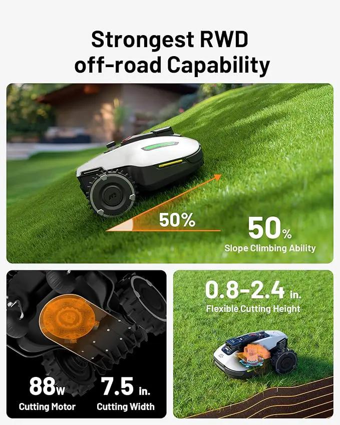 YUKA Mini 500 Robotic Lawn Mower for 0.12 Acre,Ultrasense AI Vision+ RTK Positioning, Auto Mapping, App Control,50% Slope,Perimeter Wire Free, 15 Mowing Zones Management by GreenHaven Gardens