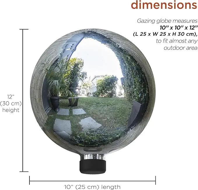 Alpine Corporation 10" Diameter Indoor/Outdoor Glass Gazing Globe Yard Decoration, Silver by GreenHaven Gardens