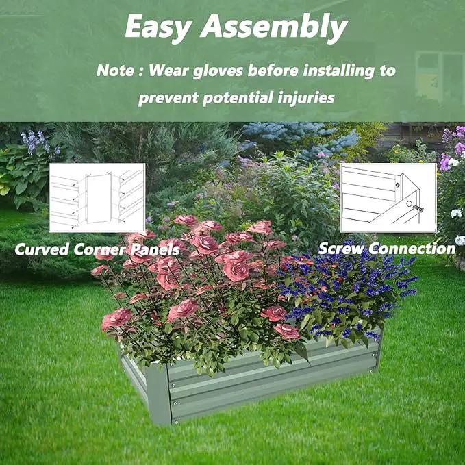 Aoodo 4 x 2 x 1 ft Raised Garden Bed for Patio Garden Lawn, Bed Only, Set of 2 by GreenHaven Gardens
