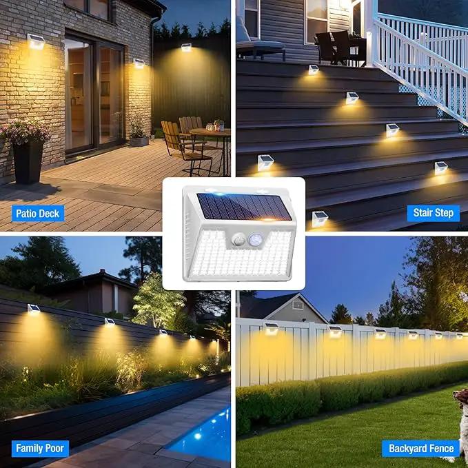 Peasur Solar Lights Outdoor Motion Sensor Waterproof, 6Pack 140LED White Solar Powered Fence Lights, 3 Modes Security Wall Lights for Garden Yard Outside Warm by GreenHaven Gardens