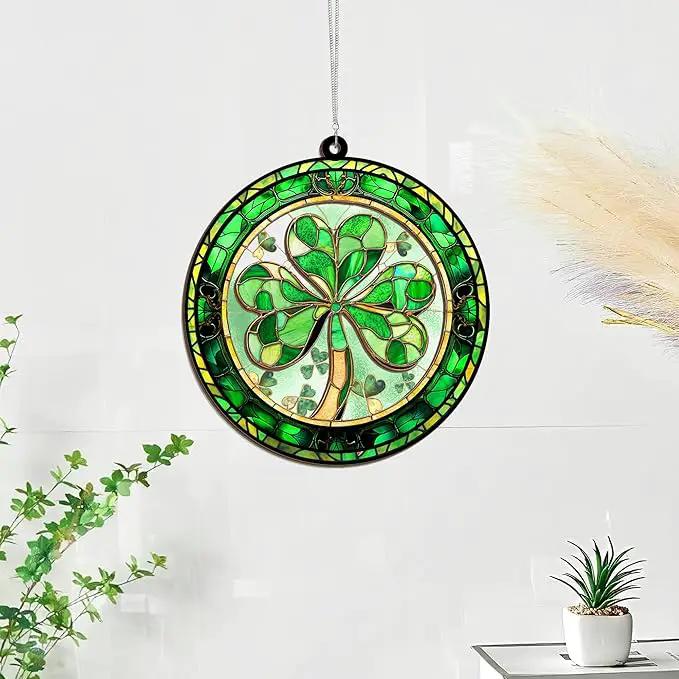St Patricks Day Decorations - Irish Gifts for Women Men Friends Family, Shamrock Decorations, St Patricks Day Accessories - Double Layered Hanging Suncatcher 12 in by GreenHaven Gardens