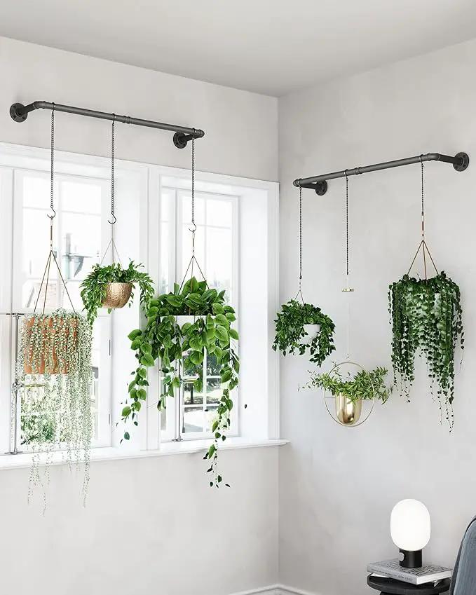 Plant Hanger Indoor, 2 Pack Hanging Planters Rod for Indoor Plants with 6 Hanging Chains, Wall Plant Hanging Rod for Window Ceiling, 38.2 Inch, Metal/Black, Pots Not Included… by GreenHaven Gardens
