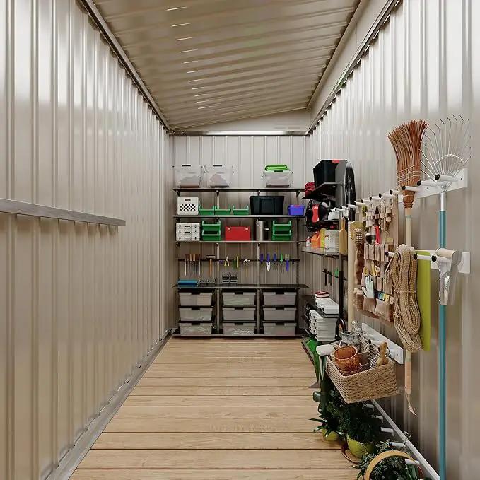 4x8 FT Metal Outdoor Lean to Storage Shed, Lean to Garden Shed Utility Tool Shed, Heavy-Duty Outdoor Metal Wall Side Storage Sheds by GreenHaven Gardens