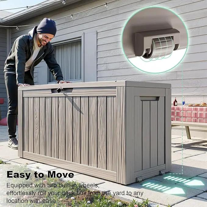 75 Gallon Resin Deck Box, Lockable Outdoor Storage Box for Patio Cushions Storage Furniture,Garden Tools, Pool Supplies, Weatherproof and UV Resistant (Grey) by GreenHaven Gardens
