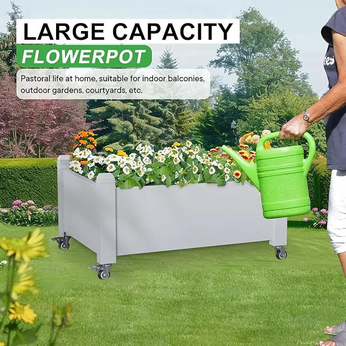 Elevated Raised Garden Bed with Legs,Outdoor Large Resin Patio Planter Box Stand Divisible with Drain Plug,Water Monitor for Plants Vegetables Flowers Fruits(Ashen) by GreenHaven Gardens