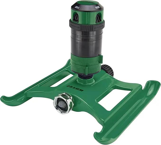 Dramm ColorStorm Gear Drive Sprinkler on Heavy Duty,Durable Metal Base, 4 Patterns, Ideal for Small, Medium & Large Areas with Pass Through Feature, Green, 40 Foot Diameter by GreenHaven Gardens