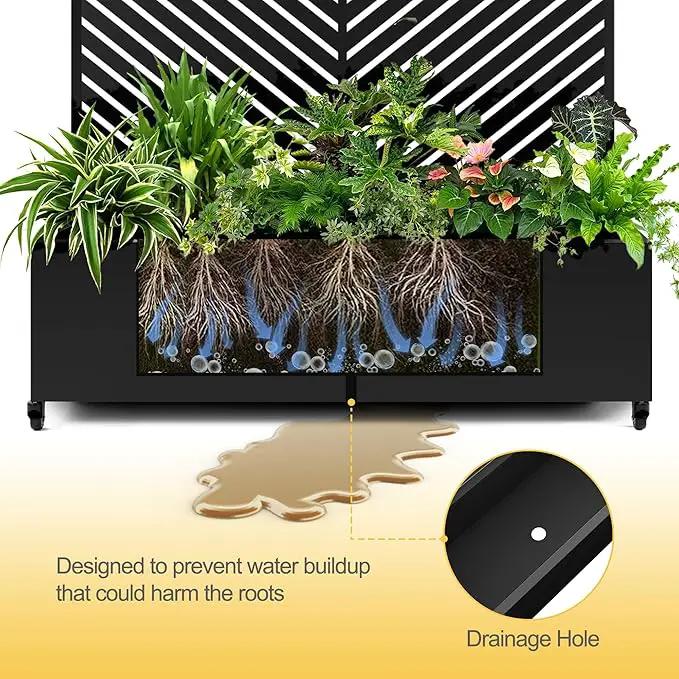 Raised Garden Bed with Trellis and Wheels,73"x47"x16" Metal Raised Garden Bed,Black Parallel Metal Planter with Climbing Trellis for Vines & Vegetables by GreenHaven Gardens