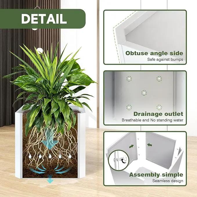 Steel Planter Box-24"x24"x24"-Large Square Planter Box-Outdoor Indoor-Cube Steel Planter Heavy Duty White Metal Planter Flower Pot Commercial Residential for Home Garden Porch Hotel Patio by GreenHaven Gardens
