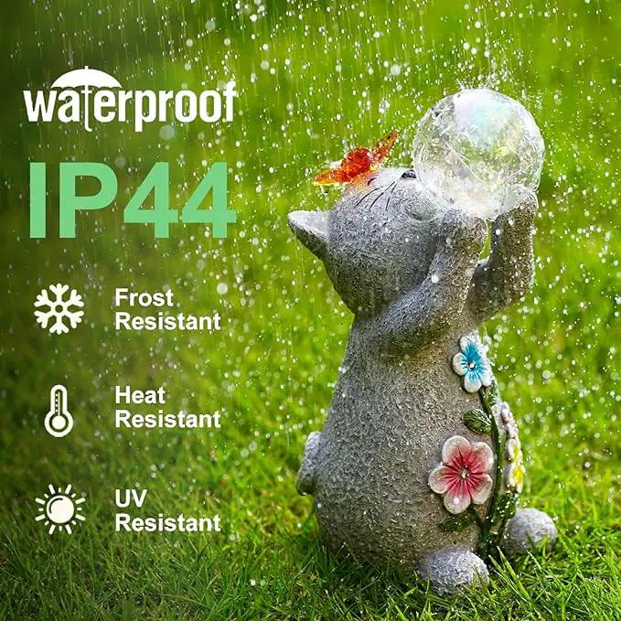 Solar Cat Outdoor Garden Statues : Outside Decor with Lights Clearance for Yard Art Lawn Ornaments Porch Patio Balcony Home House - Birthday Gifts for Grandma Mom Women by GreenHaven Gardens