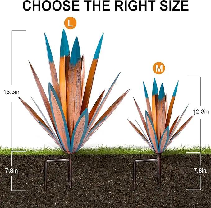 Homight Metal Agave Plants Outdoor Decor Mexican Yard Art Plants Garden Decor for Outside Metal Art Flowers Gifts for Butterflies Bees Birds for Gifts (1big&1small) by GreenHaven Gardens