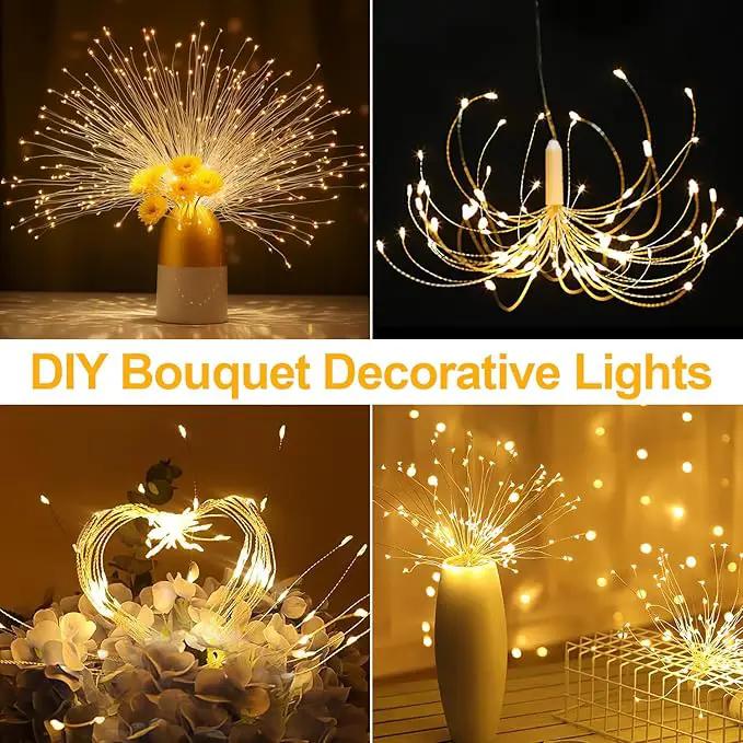 6 pack Firework Lights Copper Wire Led Lights, Dimmable Battery Operated Hanging Lights with 8 Modes, Remote Control, Waterproof Fairy String Lights for Home, Patio, Christmas Decoration by GreenHaven Gardens