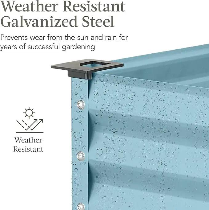 Best Choice Products 48x24x30in Galvanized Raised Garden Bed, Metal Elevated Planter Box, Vegetable Garden for Backyard, Patio, Balcony - Mist Blue by GreenHaven Gardens