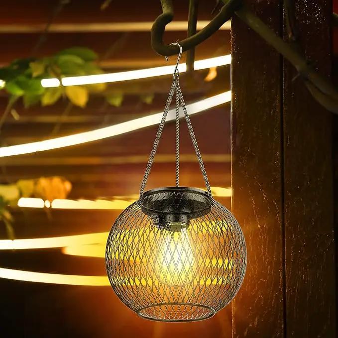 Solar Lantern Outdoor, Upgraded Hanging Lights Outdoor Garden Metal Lanterns Decorative Lighting Powered Waterproof Tree for Yard Patio Pathway, 2 Pack, Black by GreenHaven Gardens