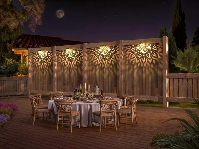 Solar Fence Lights 6 Pack Solar Deck Lights Waterproof LED Step Wall Outdoor Decorations Warm Yellow Decorative Lighting for Garden Backyard Yard Decor (Gold) by GreenHaven Gardens